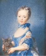 PERRONNEAU, Jean-Baptiste A Girl with a Kitten oil painting artist